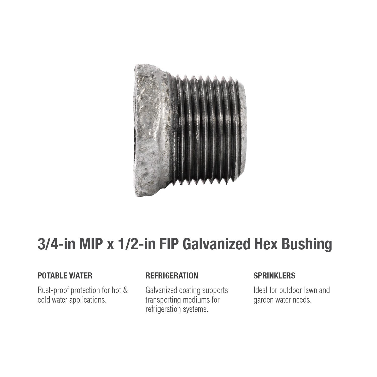 slide 5 of 6, RELIABILT 3/4-in x 1/2-in Galvanized Hex Bushing, 1 ct