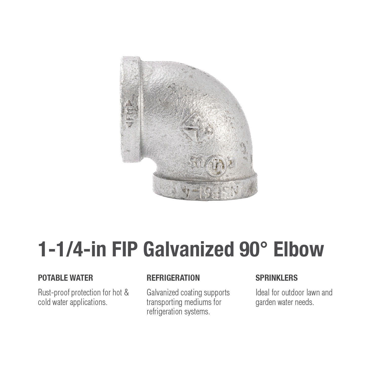 slide 5 of 6, RELIABILT 1-1/4-in 90-Degree Galvanized Elbow, 1 ct