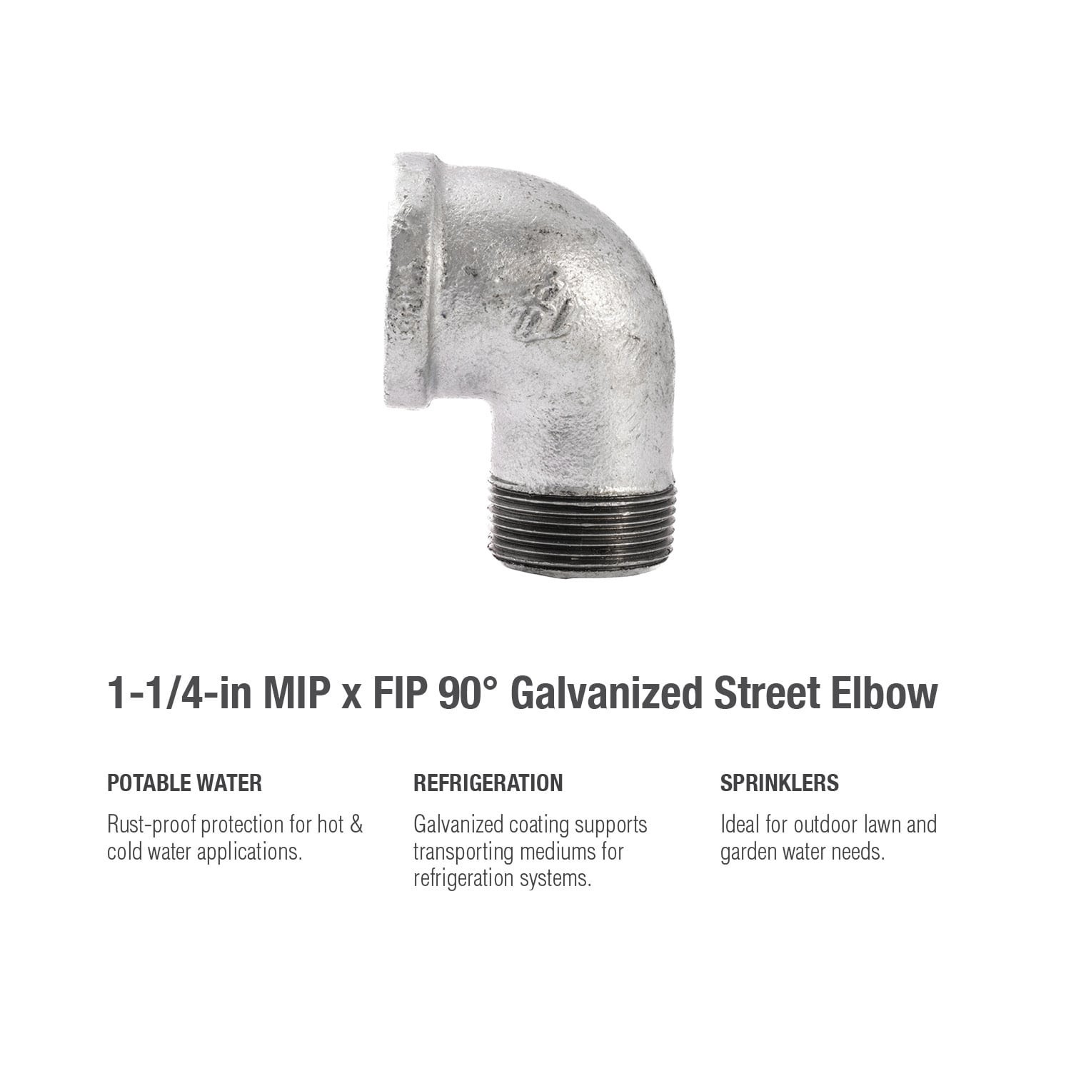 slide 5 of 6, RELIABILT 1-1/4-in 90-Degree Galvanized Street Elbow, 1 ct