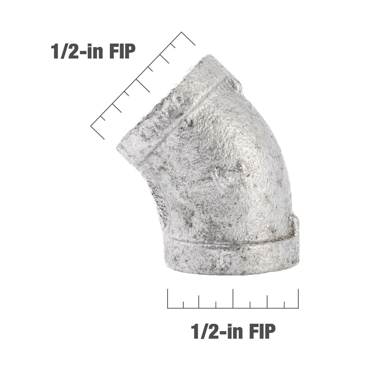 slide 4 of 6, RELIABILT 1/2-in 45-Degree Galvanized Elbow, 1 ct
