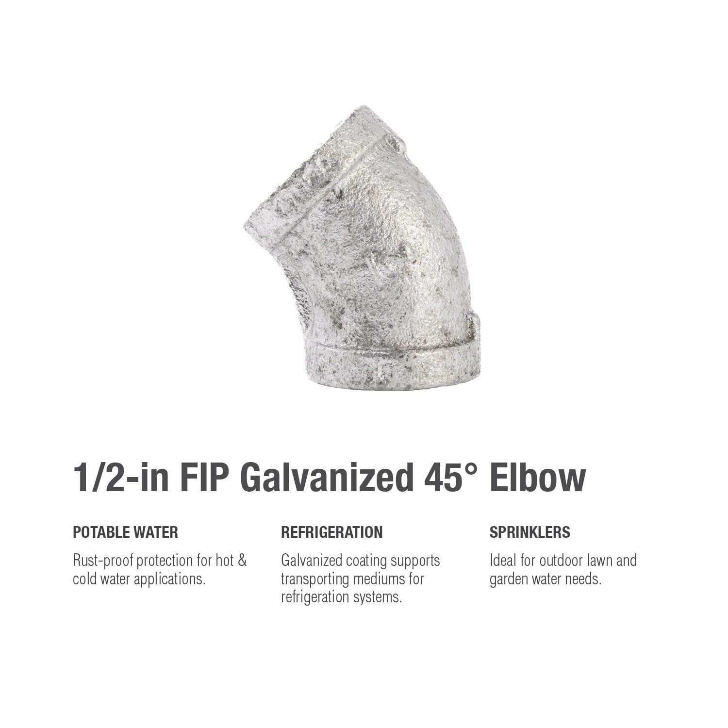 slide 5 of 6, RELIABILT 1/2-in 45-Degree Galvanized Elbow, 1 ct