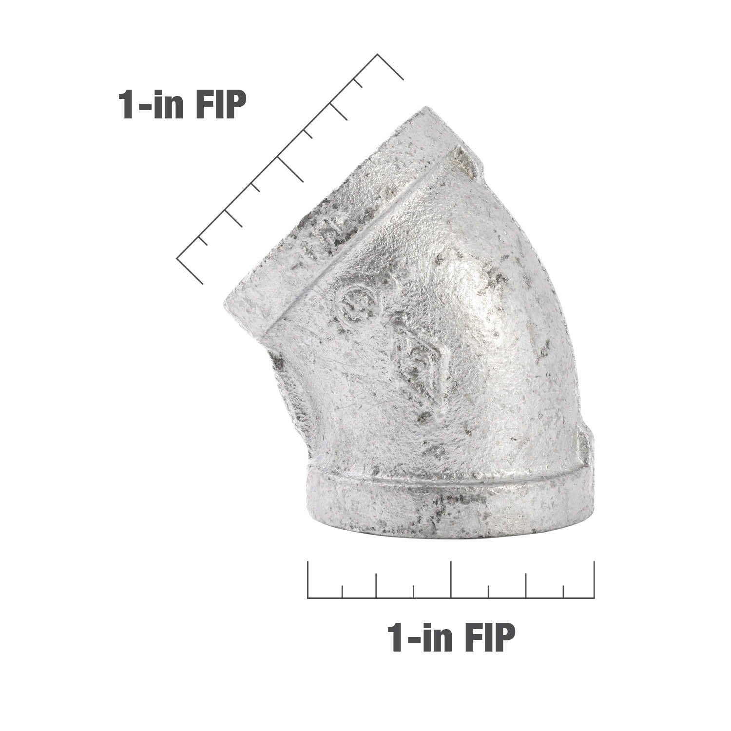 slide 4 of 6, RELIABILT 1-in 45-Degree Galvanized Elbow, 1 ct