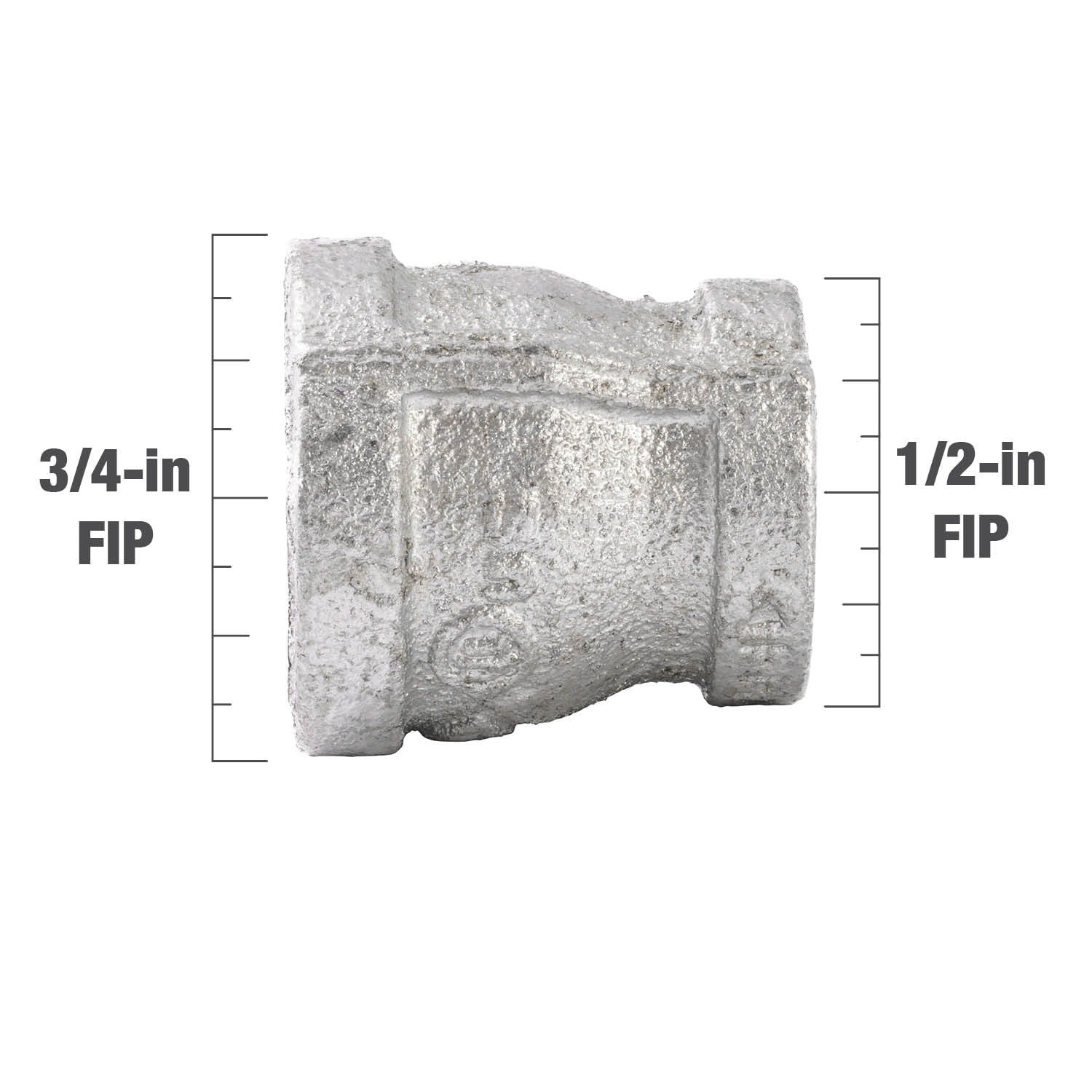 slide 4 of 6, RELIABILT 3/4-in x 1/2-in Galvanized Reducing Coupling, 1 ct