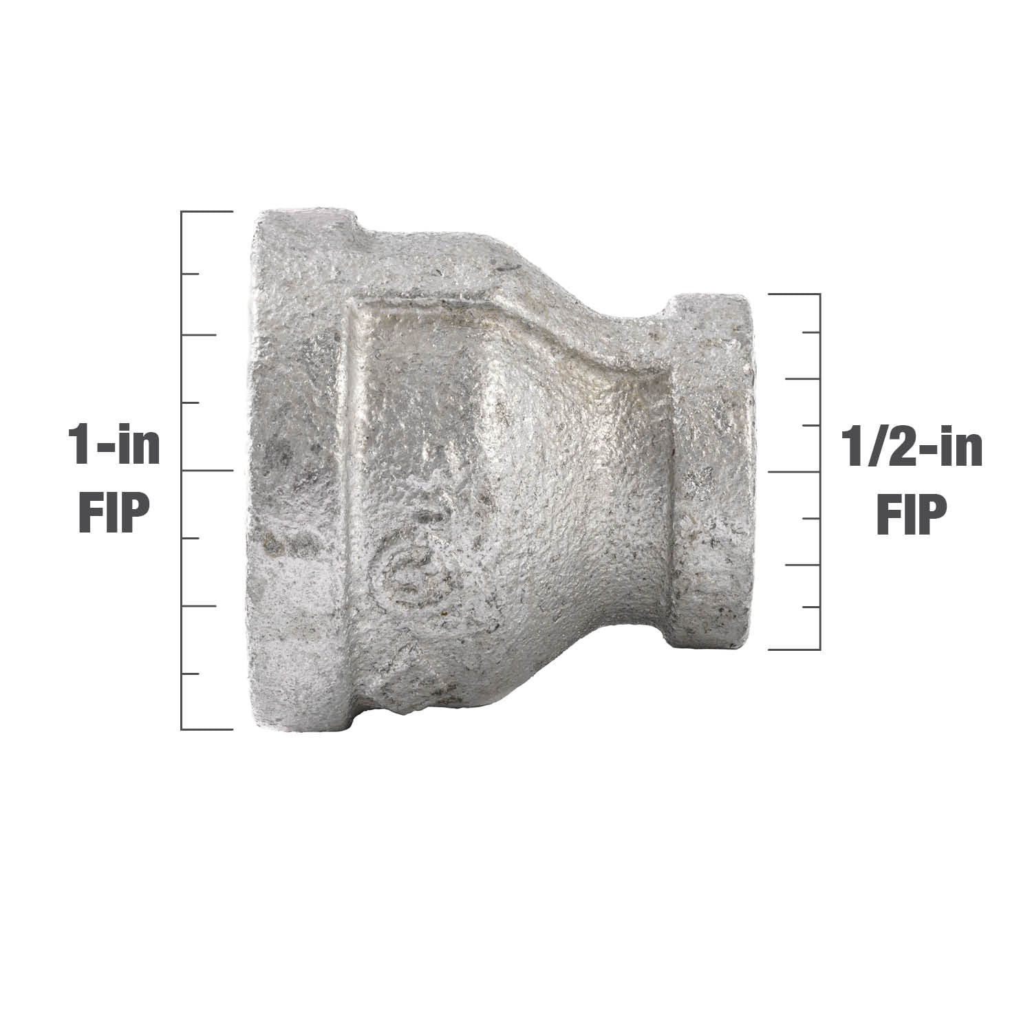 slide 4 of 6, RELIABILT 1-in x 1/2-in Galvanized Reducing Coupling, 1 ct