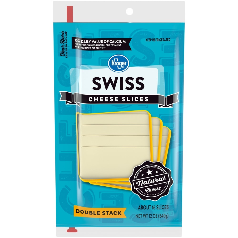 slide 1 of 1, Kroger Swiss Cheese Slices, 12 oz