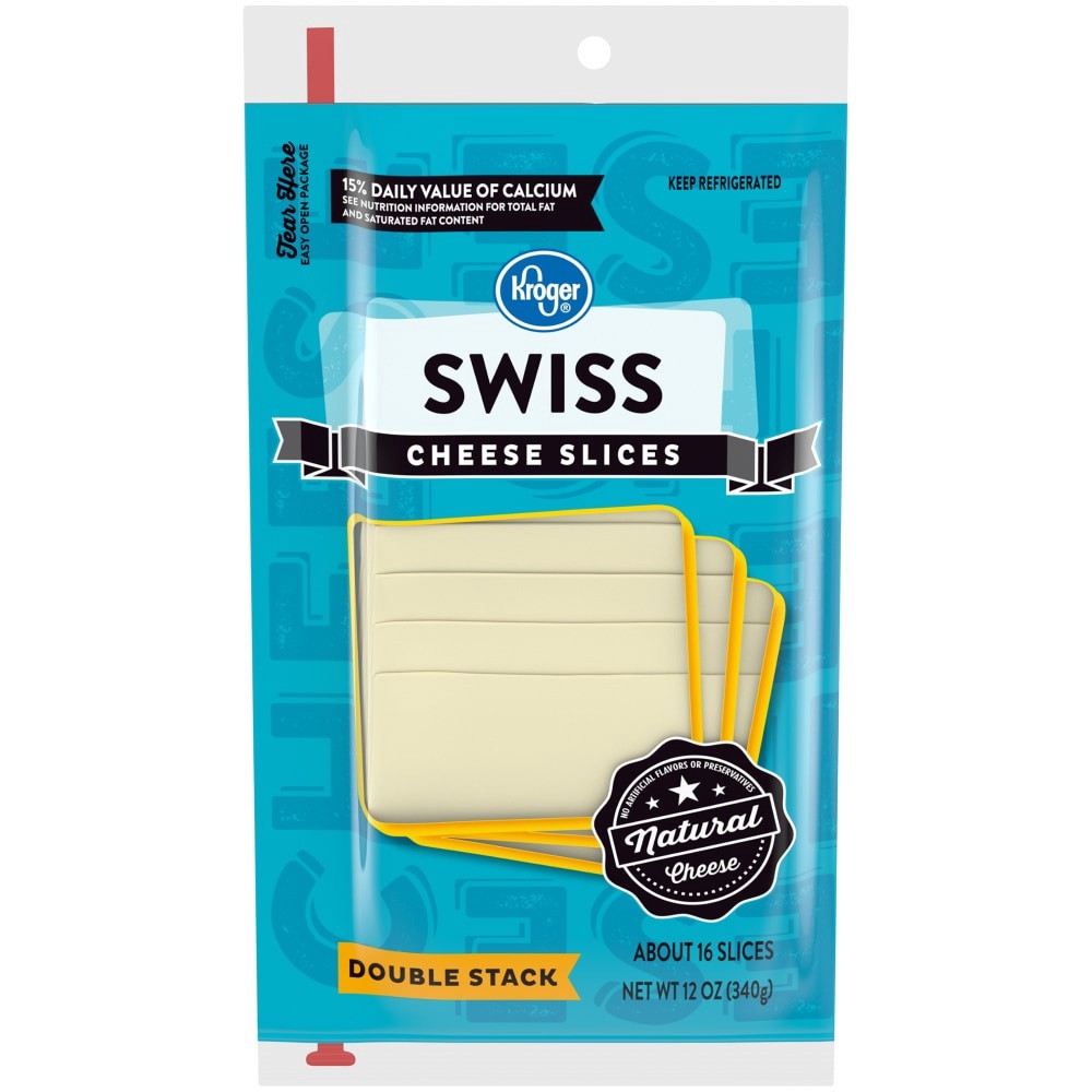 slide 1 of 3, Kroger Swiss Cheese Slices, 12 oz