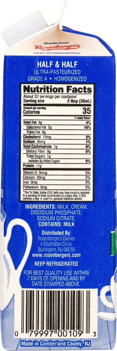 slide 8 of 9, Rosenberger's Ultra-Pasteurized Half & Half - 1 qt, 1 qt