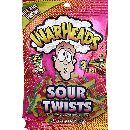 slide 1 of 1, Warheads Sour Twists, 5 oz