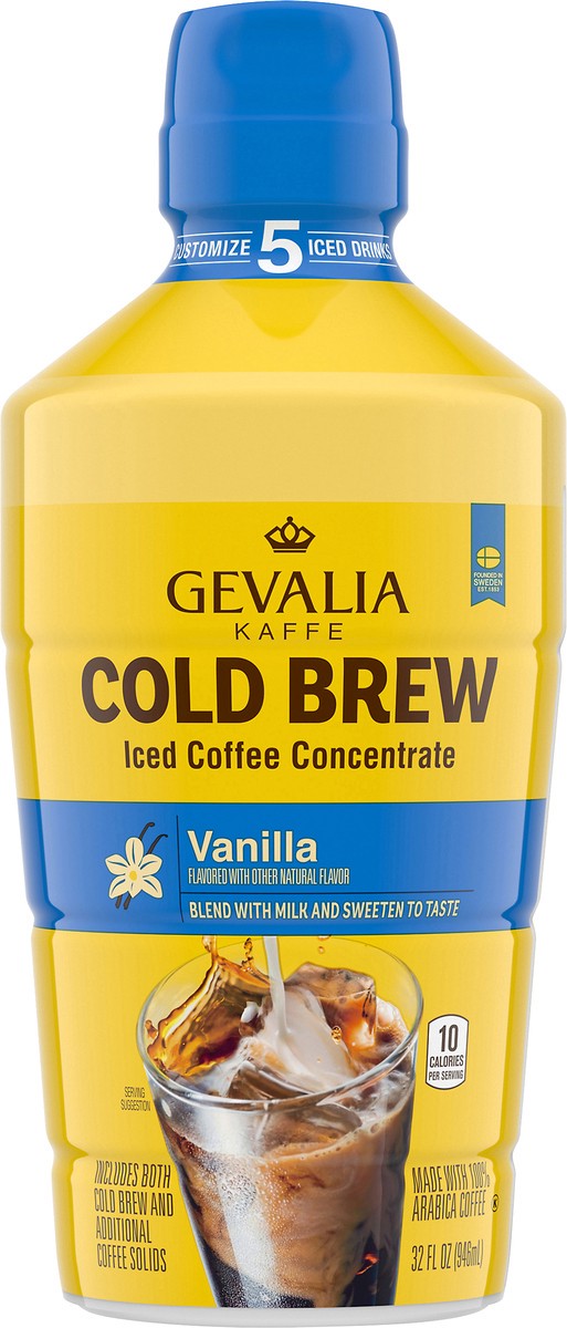 slide 9 of 10, Gevalia Vanilla Cold Brew Iced Coffee Concentrate, Caffeinated- 32 fl oz, 32 fl oz