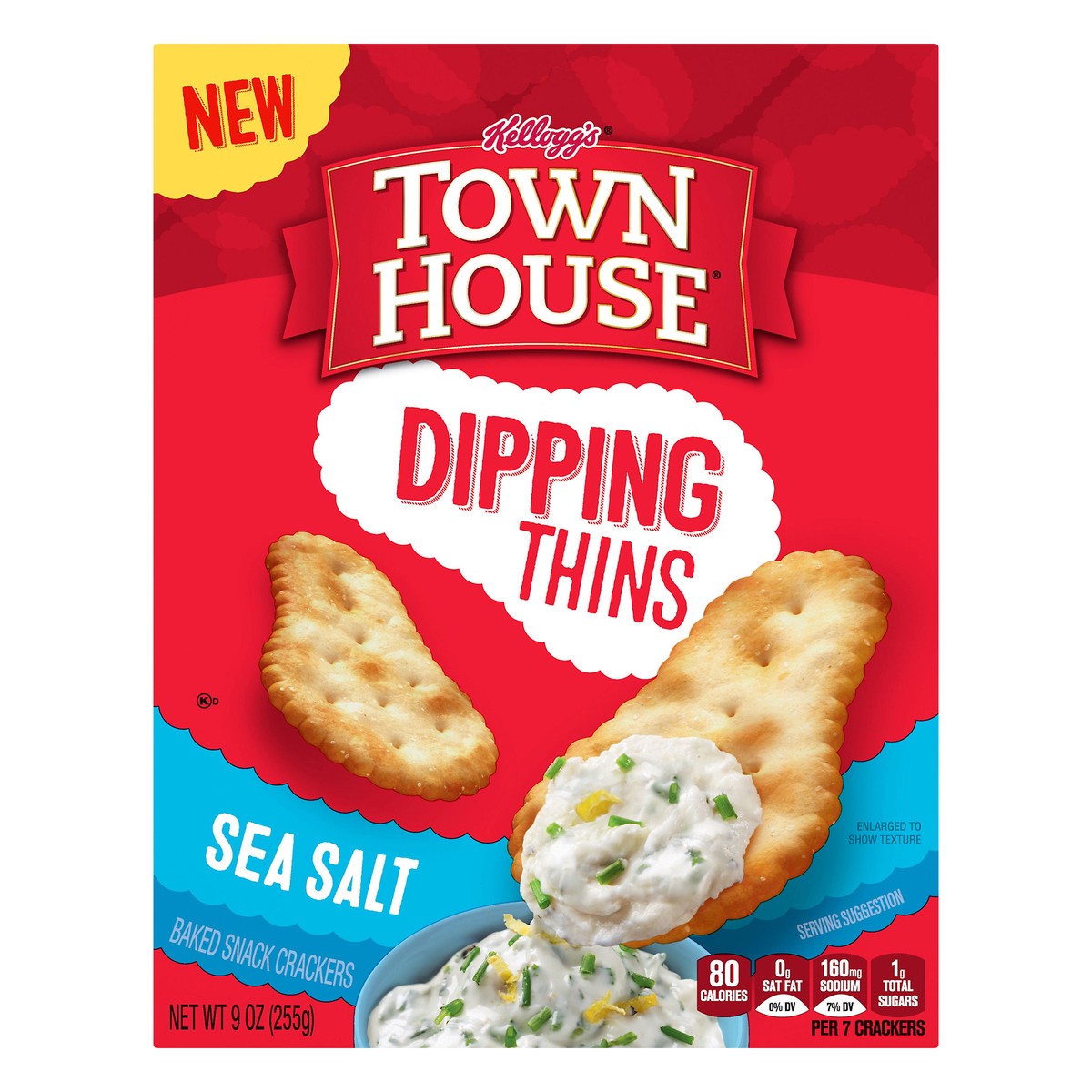 slide 4 of 10, Town House Kellogg's Town House Dipping Thins Baked Snack Crackers, Sea Salt, 9 oz, 9 oz