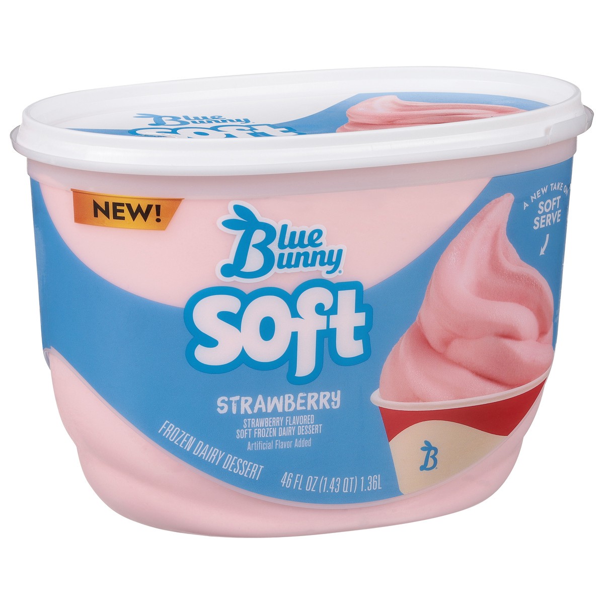 slide 5 of 12, Blue Bunny Soft Strawberry Flavored Frozen Dairy Dessert, 46 fl oz, 46 fl oz