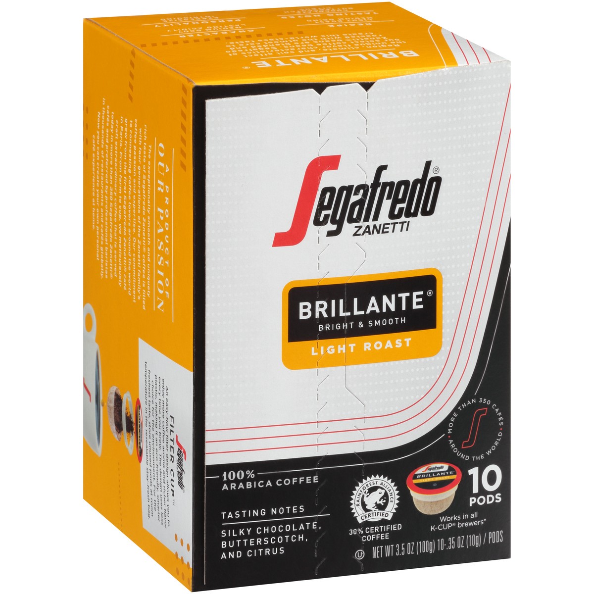 slide 8 of 9, Segafredo Zanetti Brillante Light Roast Ground Coffee Pods - 3.5 oz, 3.5 oz