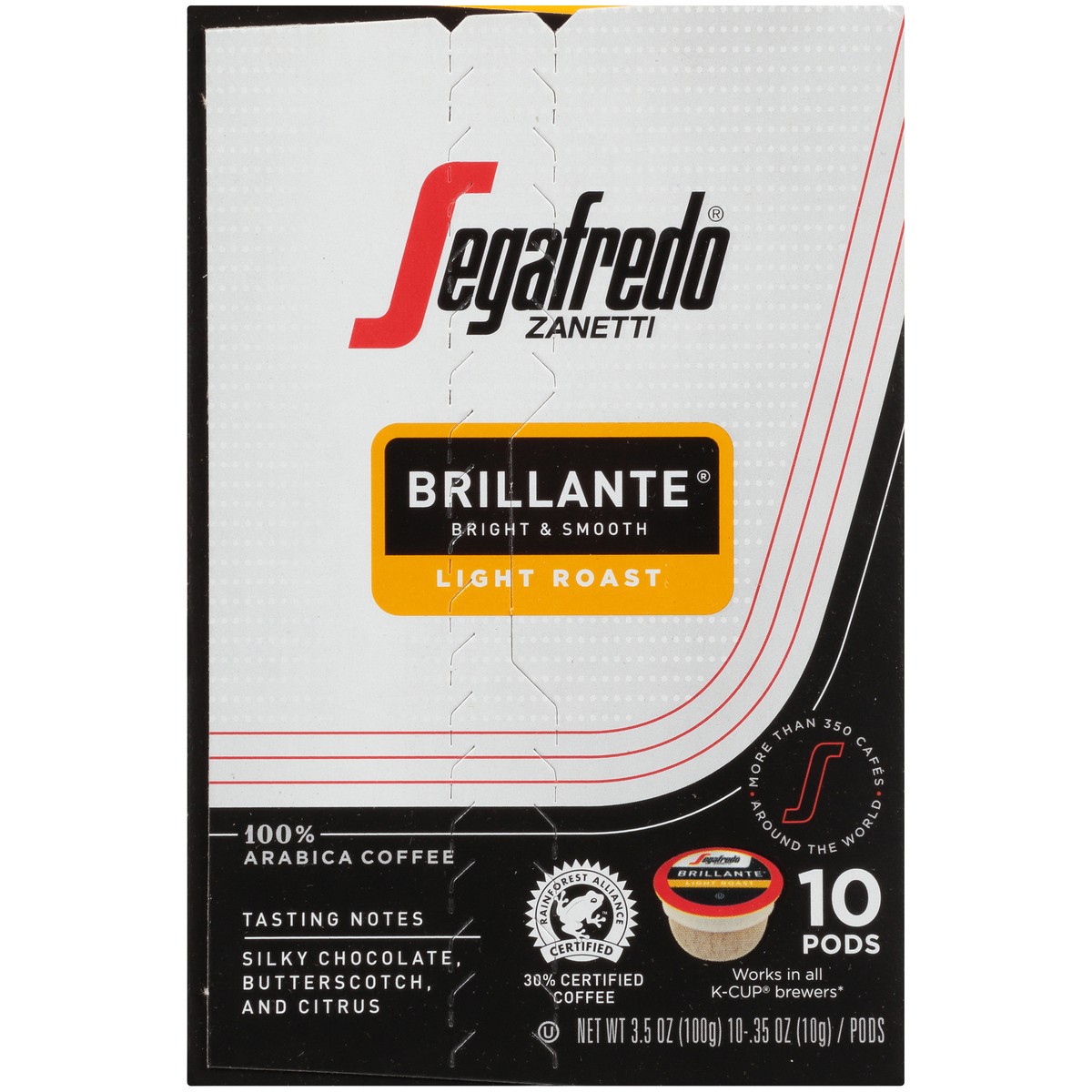 slide 6 of 9, Segafredo Zanetti Brillante Light Roast Ground Coffee Pods - 3.5 oz, 3.5 oz