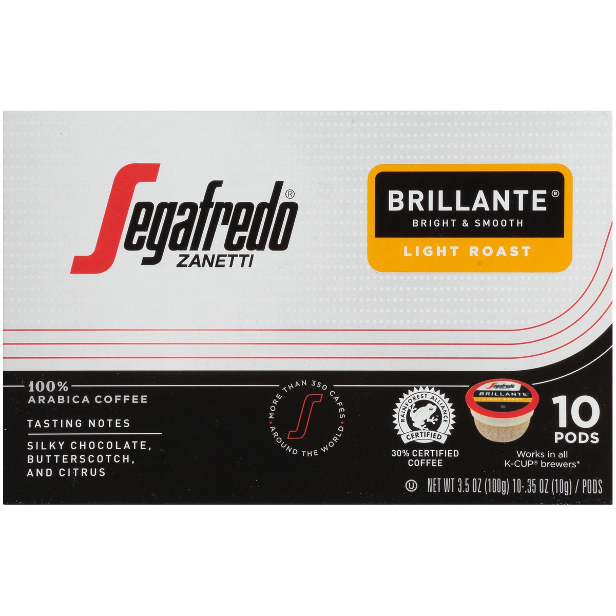 slide 5 of 9, Segafredo Zanetti Brillante Light Roast Ground Coffee Pods - 3.5 oz, 3.5 oz