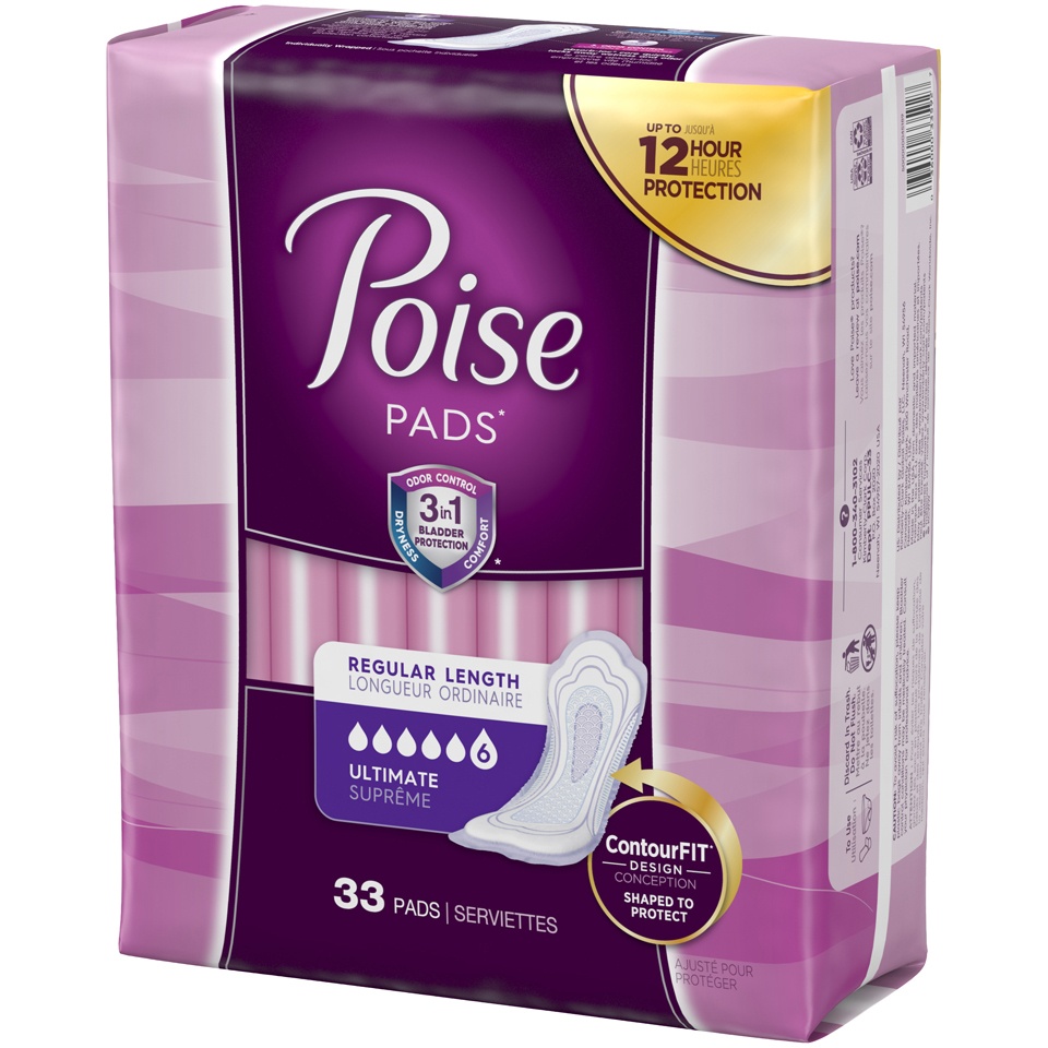 slide 3 of 3, Poise Original Design Postpartum Incontinence Pads for Women - Ultimate Absorbency - Regular - 33ct, 33 ct