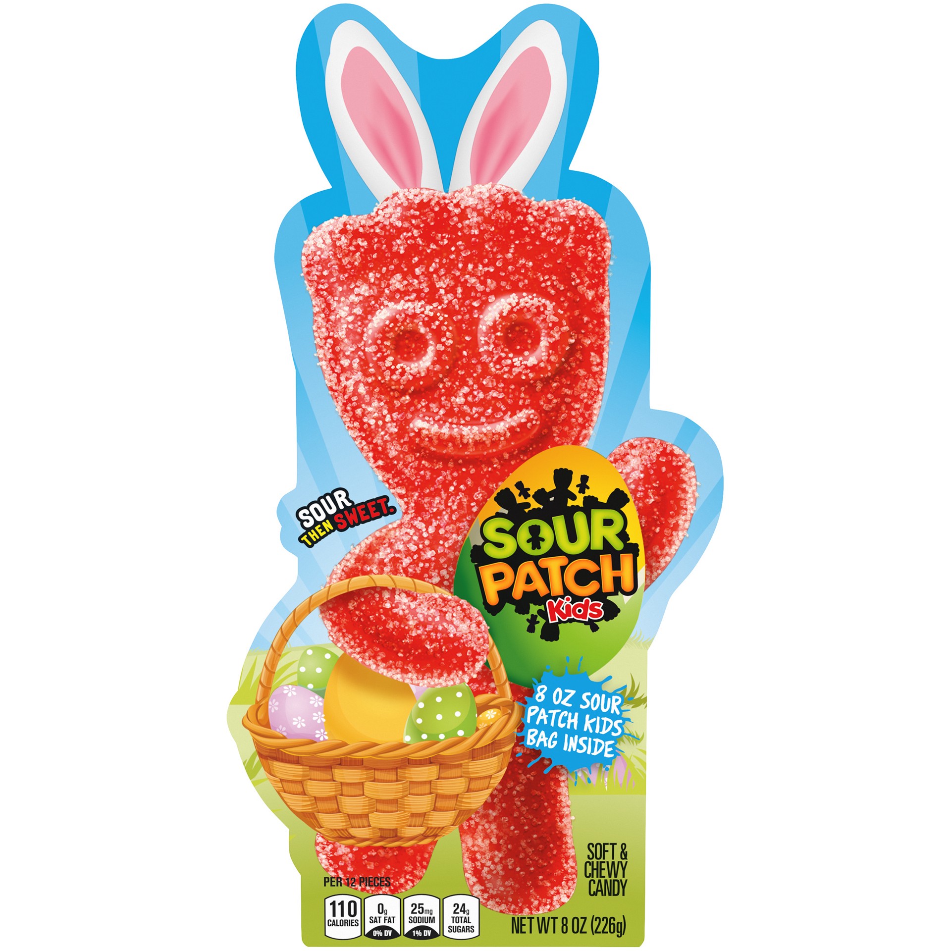 slide 1 of 10, SOUR PATCH KIDS Soft & Chewy Easter Candy, 1 Easter Basket Stuffer (8 oz Bag Inside), 0.5 lb