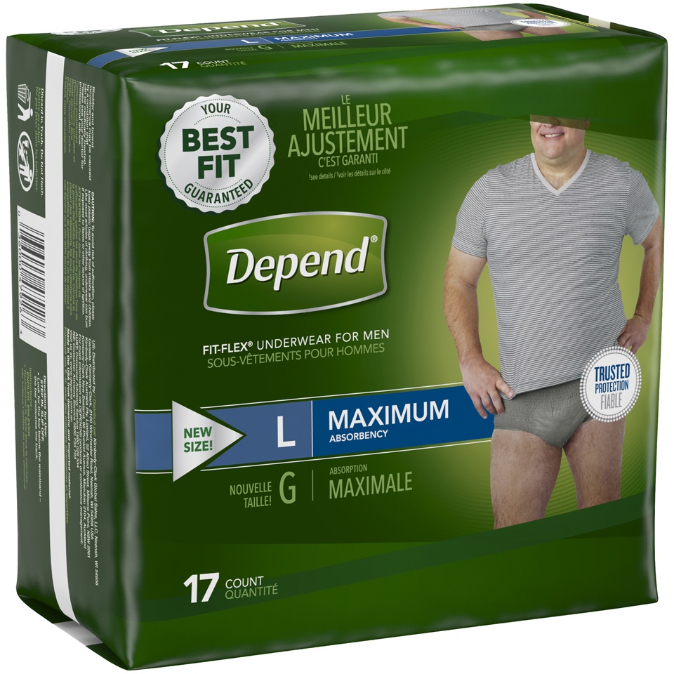 slide 2 of 3, Depend Mens Fitflex Convenience Incontinence Underwear- Large, 17 ct