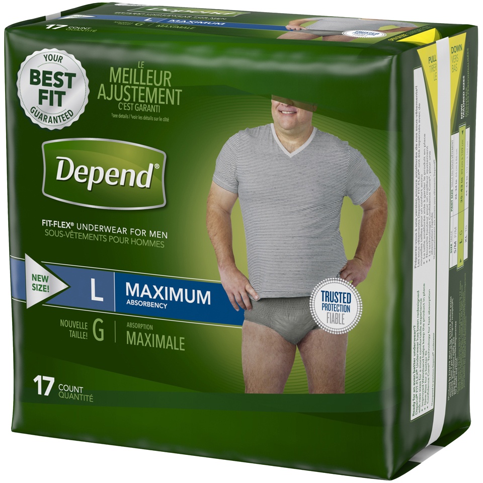 slide 3 of 3, Depend Mens Fitflex Convenience Incontinence Underwear- Large, 17 ct