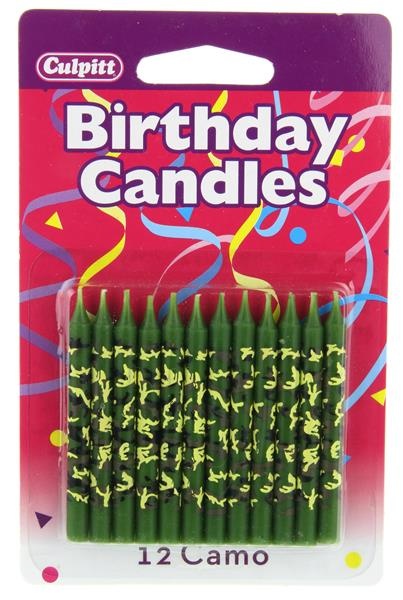 slide 1 of 1, Culpitt Birthday Candles Green Camo, 12 ct