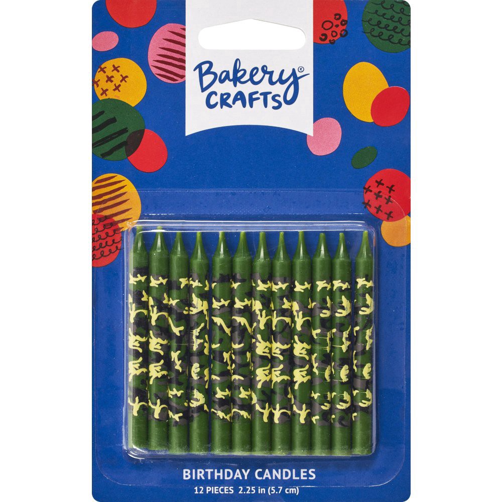 slide 1 of 1, Culpitt Birthday Candles Green Camo, 12 ct