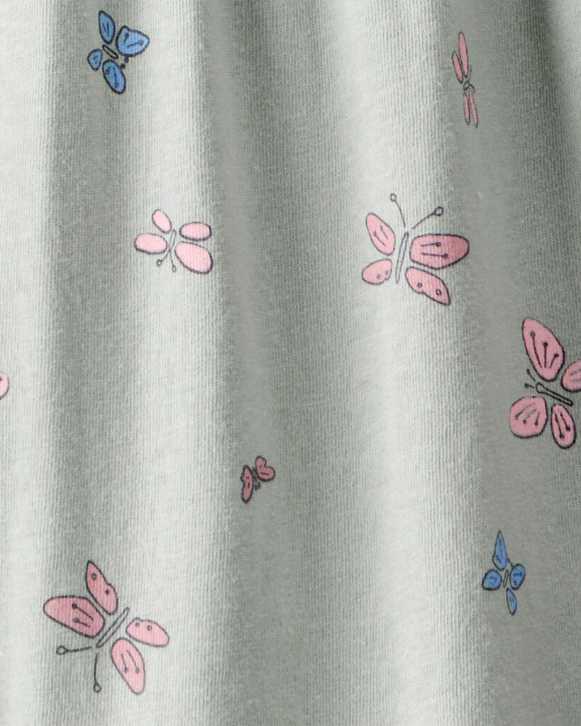 slide 2 of 2, Carter's Baby Girl Butterfly Ruffle Cotton Long-Sleeve Jumpsuit - Green Grey 12M, 1 ct