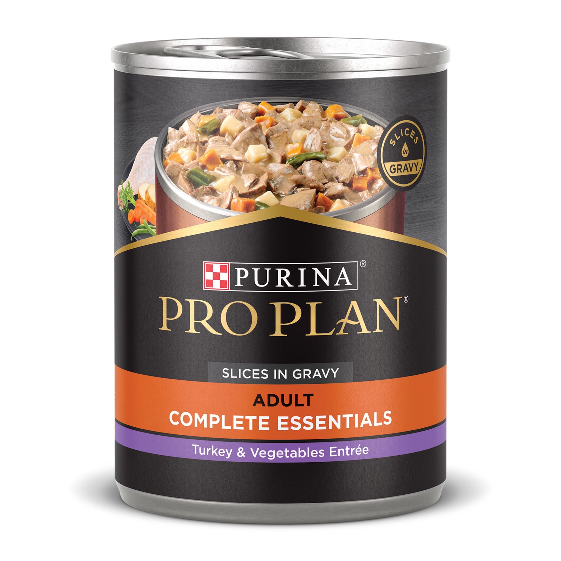 slide 1 of 8, Pro Plan Purina Pro Plan Complete Essentials Turkey and Vegetables Entree In Wet Dog Food Gravy, 13 oz