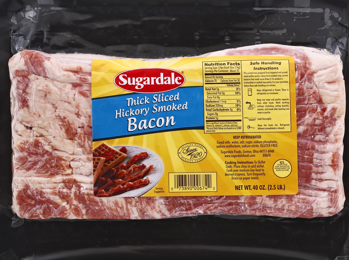 slide 12 of 13, Sugardale Thick Sliced Thick Sliced Bacon, 40 oz