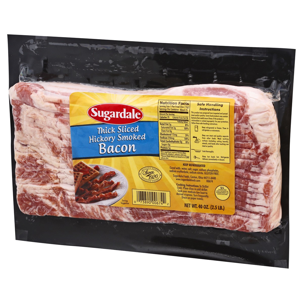 slide 7 of 13, Sugardale Thick Sliced Thick Sliced Bacon, 40 oz