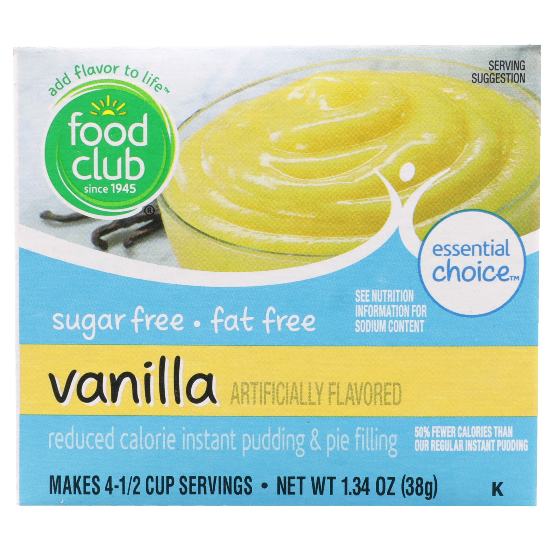 slide 1 of 6, Food Club Instant Pudding & Pie Filling - Sugar Free Vanilla, 1.34 oz