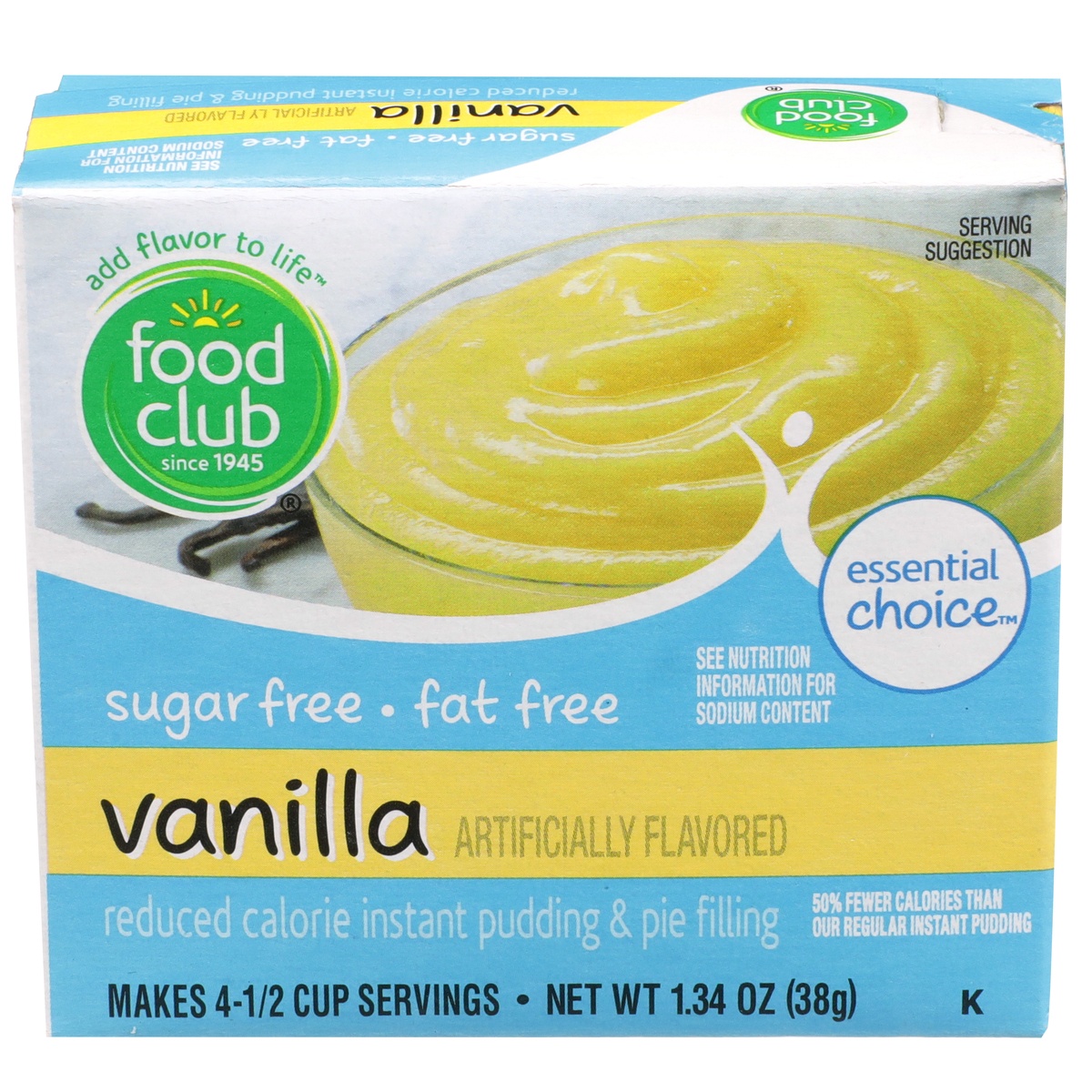 slide 1 of 6, Food Club Instant Pudding & Pie Filling - Sugar Free Vanilla, 1.34 oz