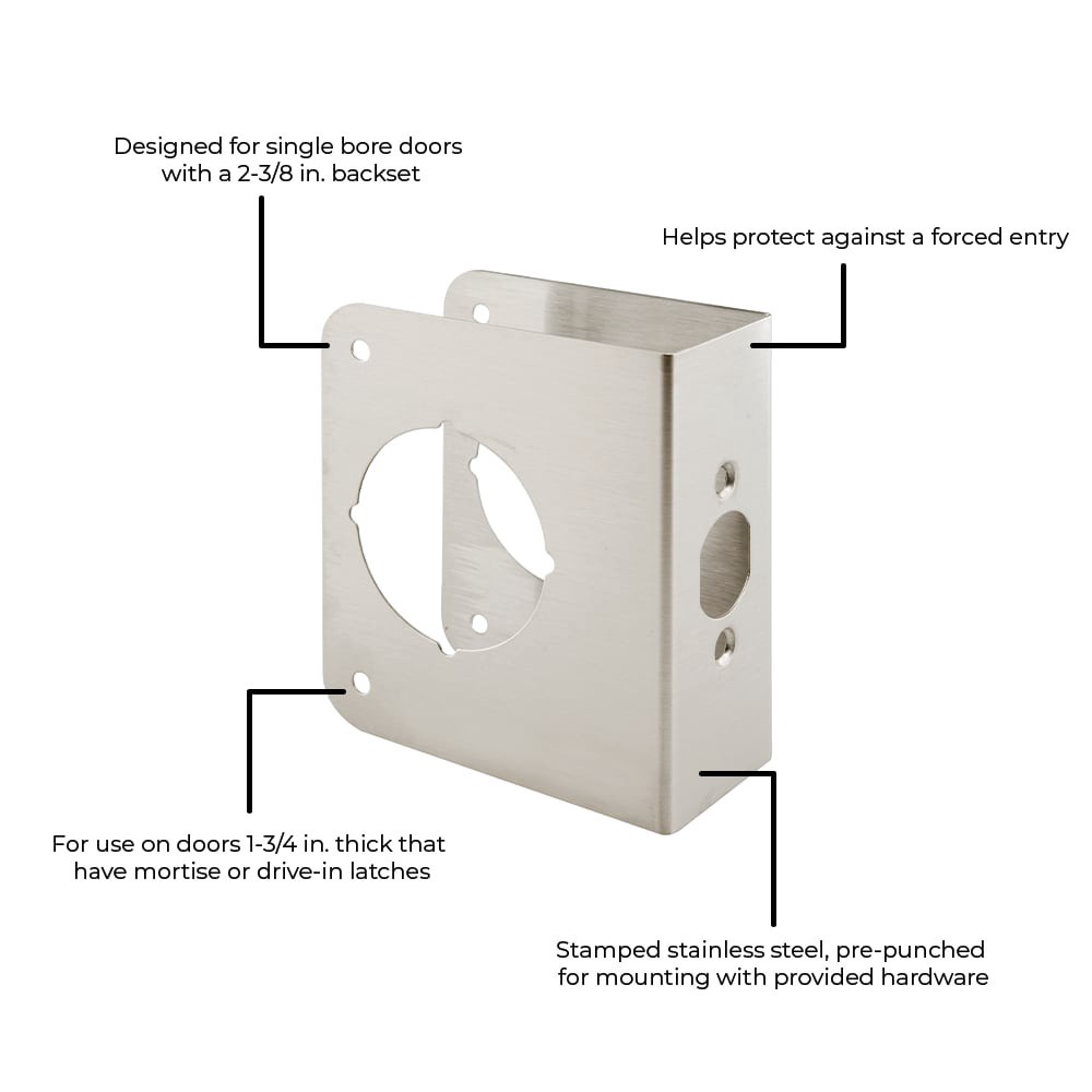 slide 3 of 6, RELIABILT 3-7/8-in W x 4-1/2-in H Satin Door Reinforcer Reinforcing mount, 1 ct