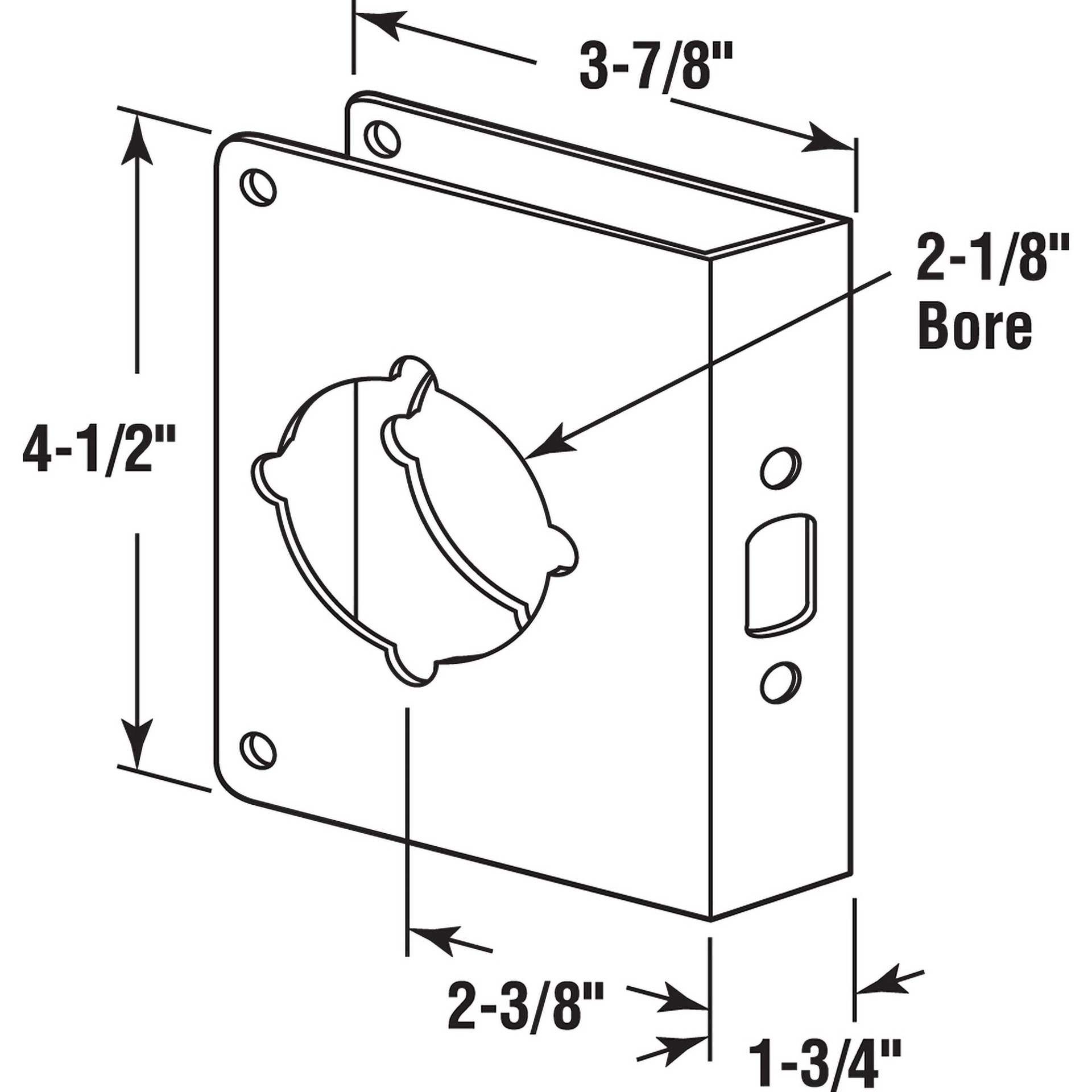 slide 4 of 6, RELIABILT 3-7/8-in W x 4-1/2-in H Satin Door Reinforcer Reinforcing mount, 1 ct