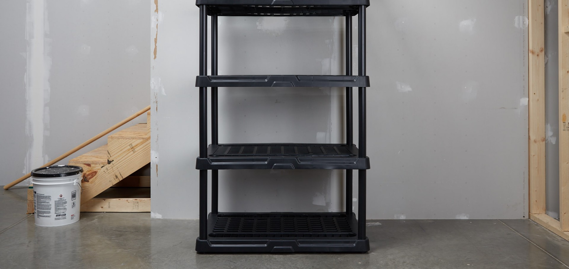 slide 4 of 6, Project Source 5 -Tier Heavy Duty Black Plastic Utility shelving unit ( 36-in W x 24-in D x 72-in H ), 1 ct