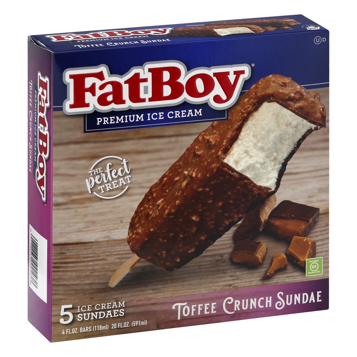 slide 1 of 9, Fat Boy Toffee Crunch Sundae Ice Cream Sundaes 5 ea, 5 ct