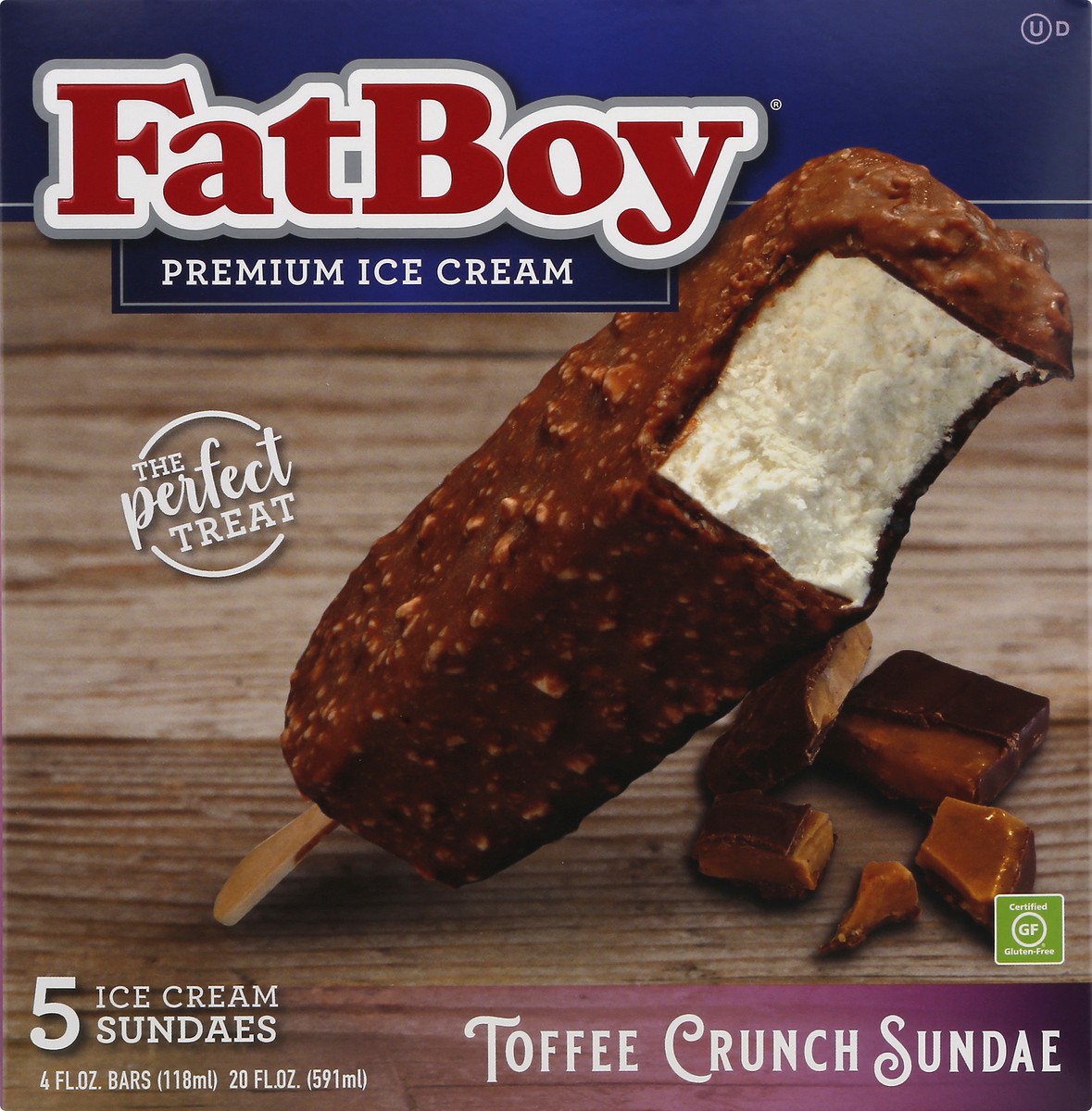 slide 1 of 9, Fat Boy Toffee Crunch Sundae Ice Cream Sundaes 5 ea, 5 ct