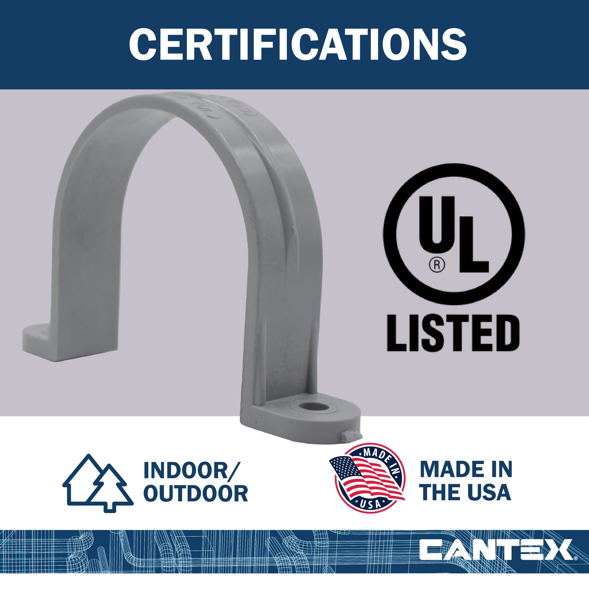 slide 5 of 6, CANTEX 1/2-in Schedule 40, Schedule 80 Plastic External bonding Strap Conduit Fittings 25 -Pack, 1 ct