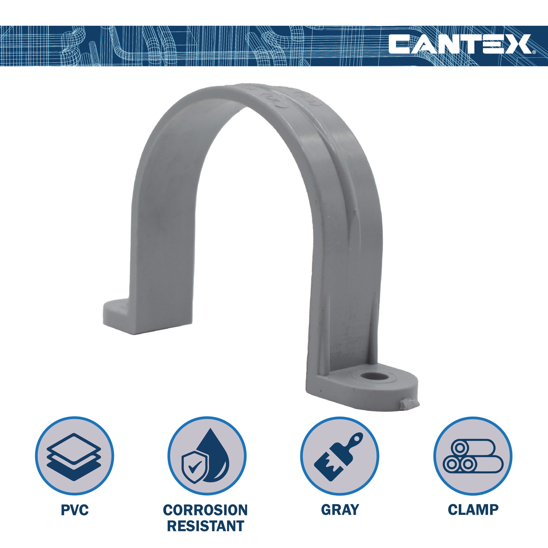 slide 6 of 6, CANTEX 1/2-in Schedule 40, Schedule 80 Plastic External bonding Strap Conduit Fittings 25 -Pack, 1 ct