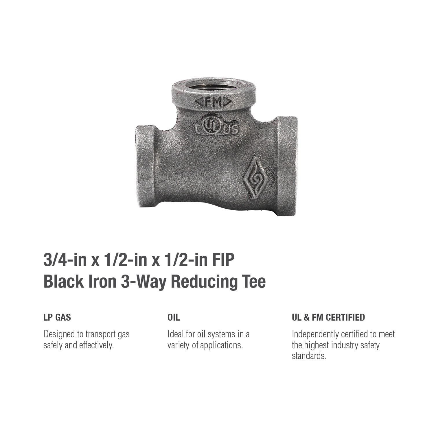 slide 5 of 5, RELIABILT 3/4-in x 1/2-in x 1/2-in Black Reducing Tee, 1 ct