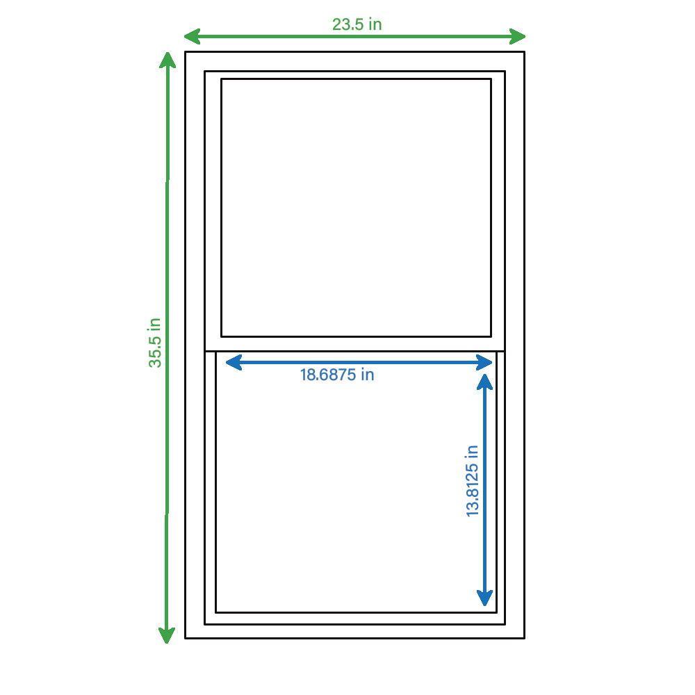 slide 3 of 6, RELIABILT 150 Series 23-1/2-in x 35-1/2-in White Exterior Vinyl New Construction Single Hung Window Low-E argon Double Pane Glass (Half Screen Included), 1 ct