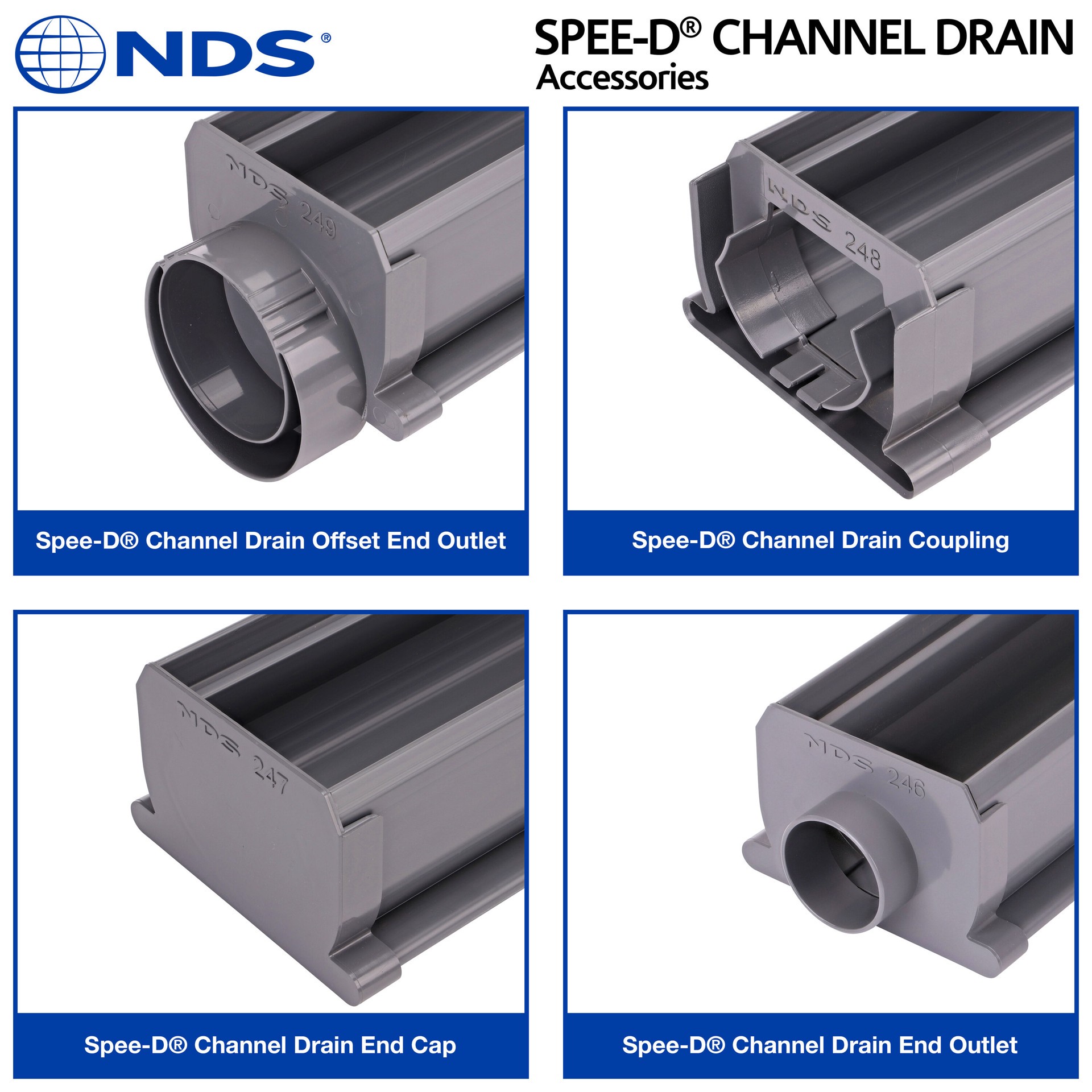 slide 4 of 4, NDS 4 in. Spee-D Channel Drain End Cap, 1 ct