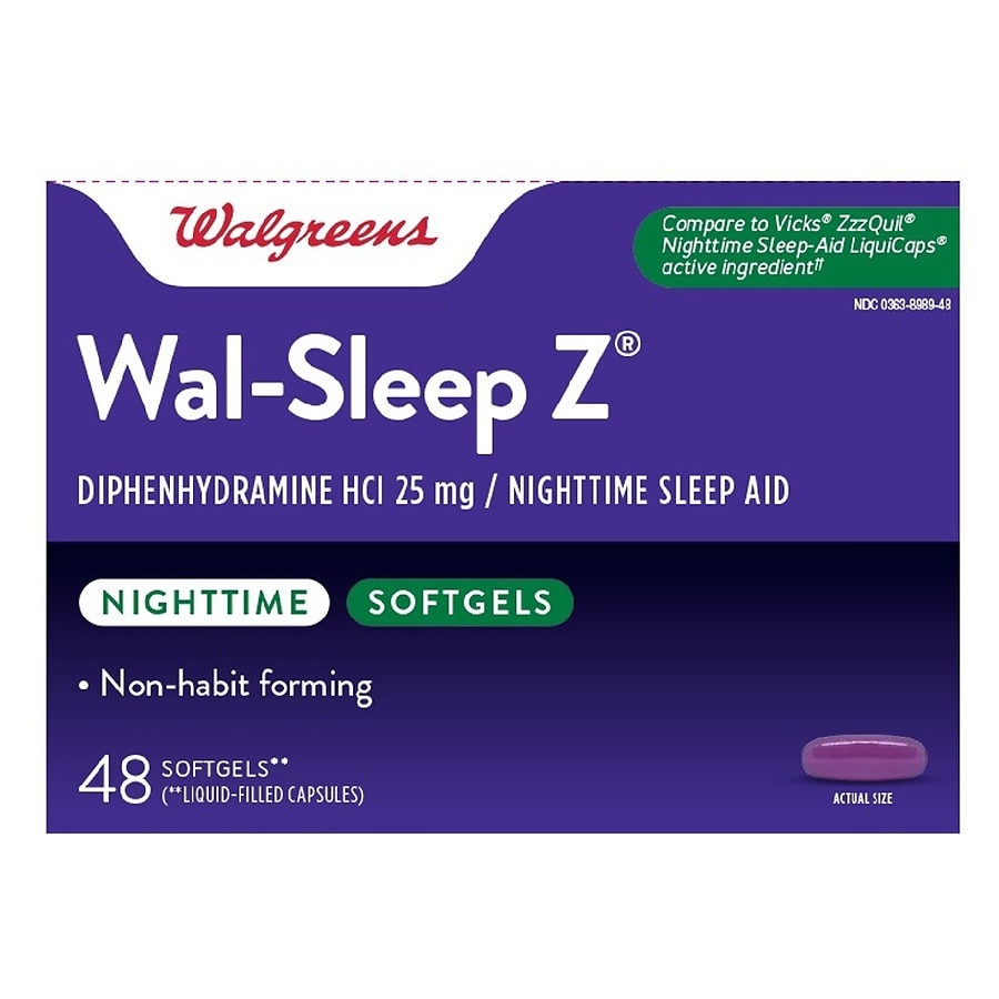 slide 1 of 1, Walgreens Wal-Sleep Z Nighttime Sleep-Aid, 48 ct
