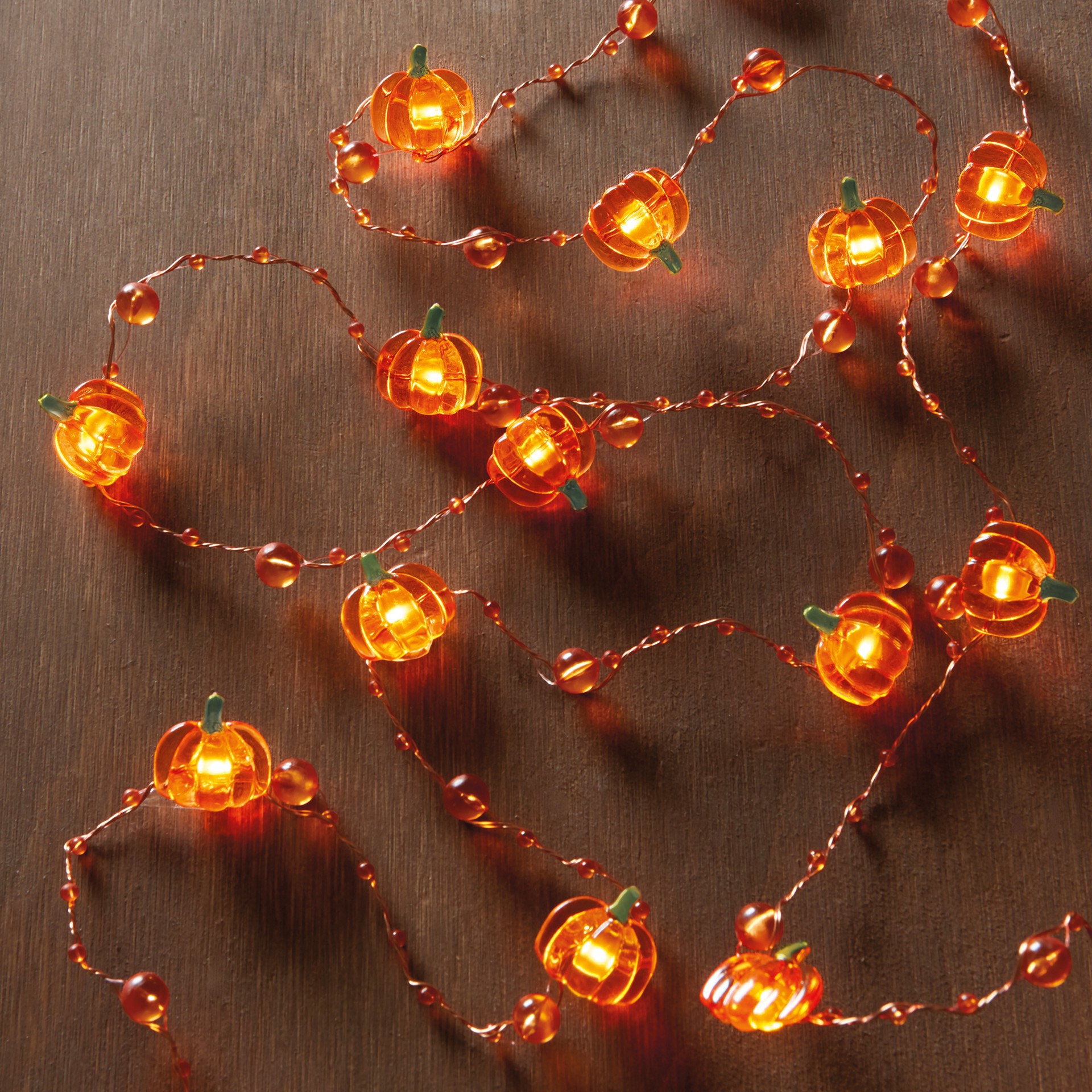 slide 3 of 4, 18ct. Warm White Led Pumpkin Icon & Beads String Lights By Ashland, 18 ct