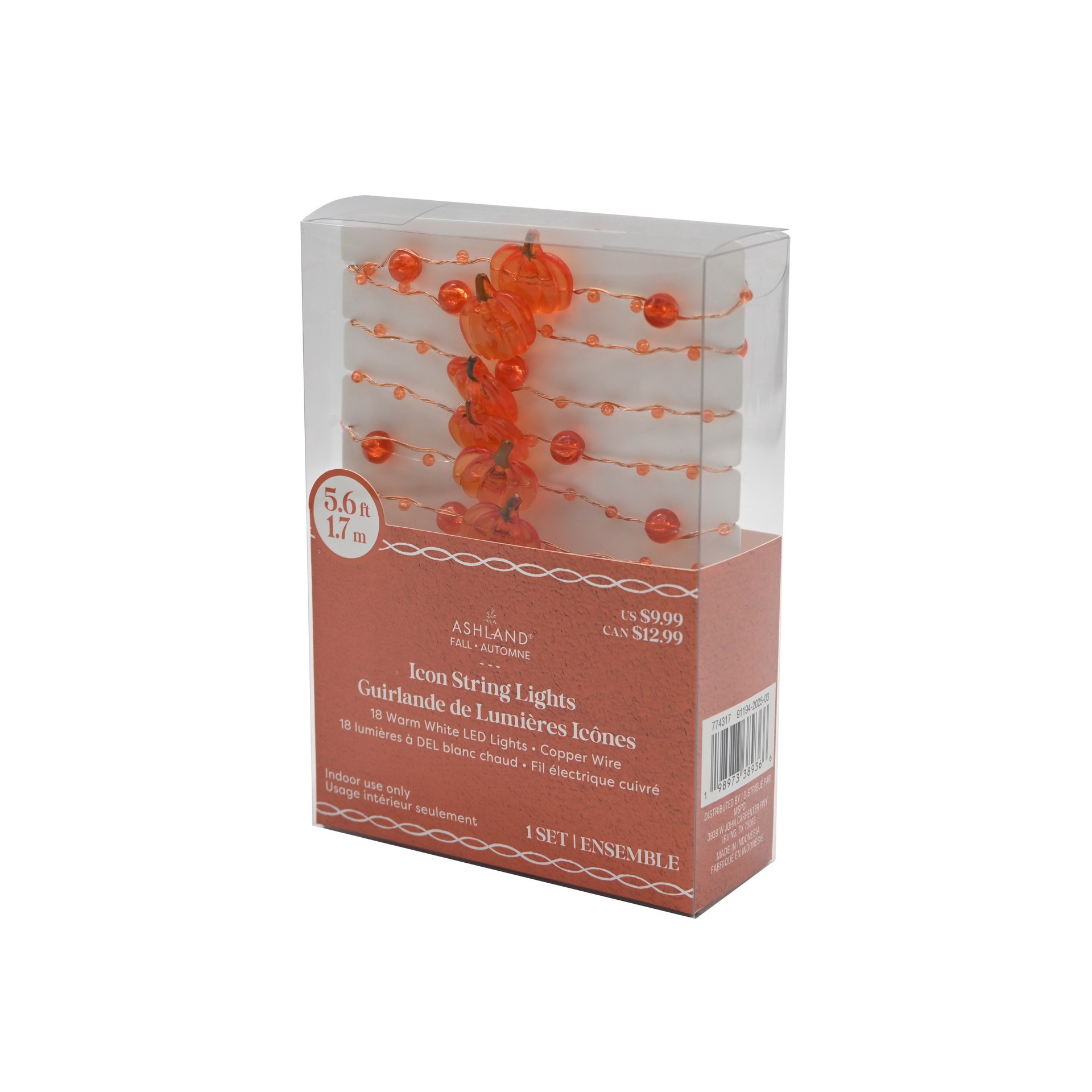 slide 2 of 4, 18ct. Warm White Led Pumpkin Icon & Beads String Lights By Ashland, 18 ct