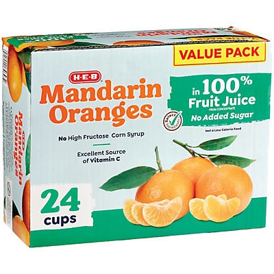 slide 1 of 1, H-E-B Select Ingredients Mandarin Oranges In 100% Fruit Juice, 24 ct