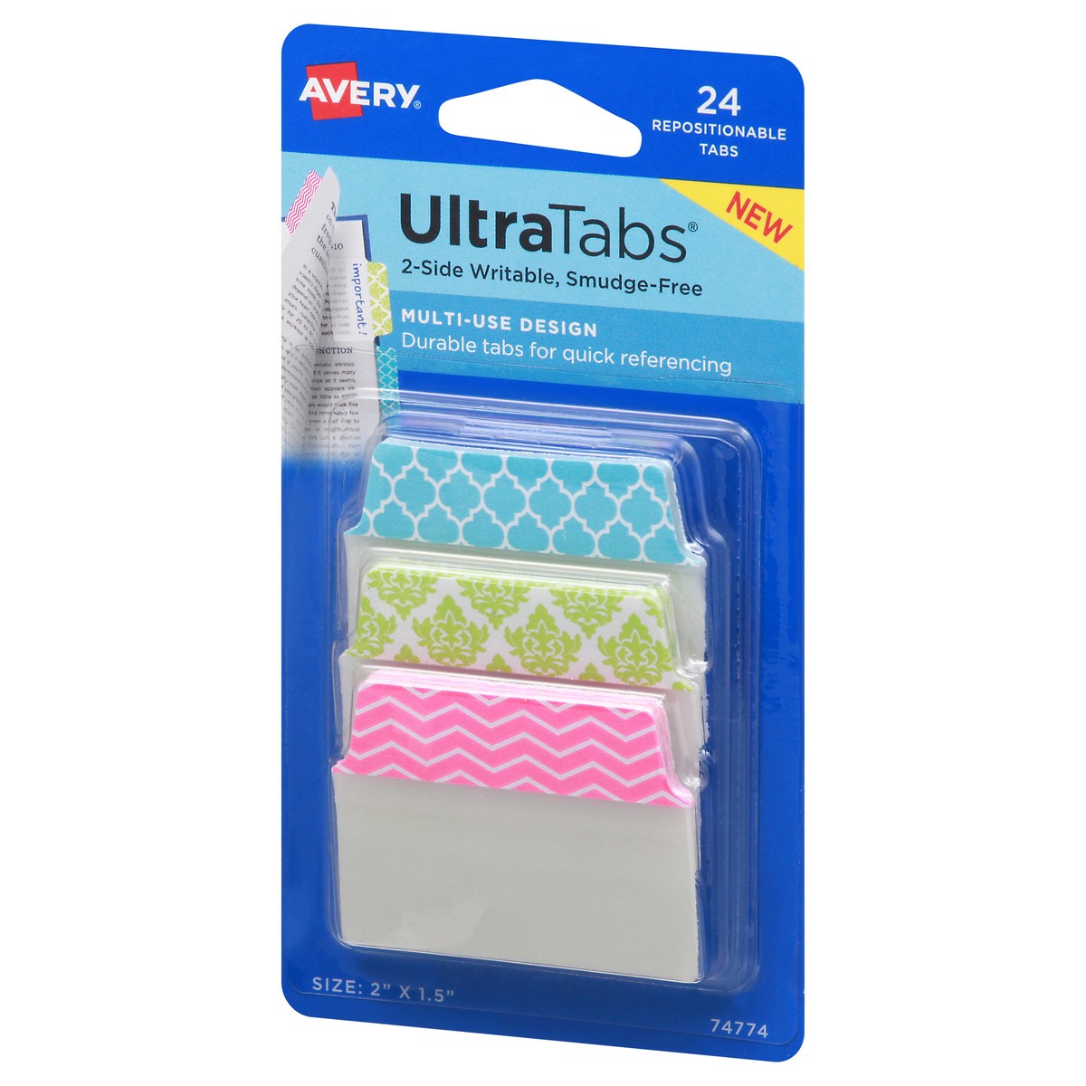 slide 2 of 10, Avery UltraTabs Smudge-Free 2-Side Writable Repositionable Tabs 24 ea, 24 ct