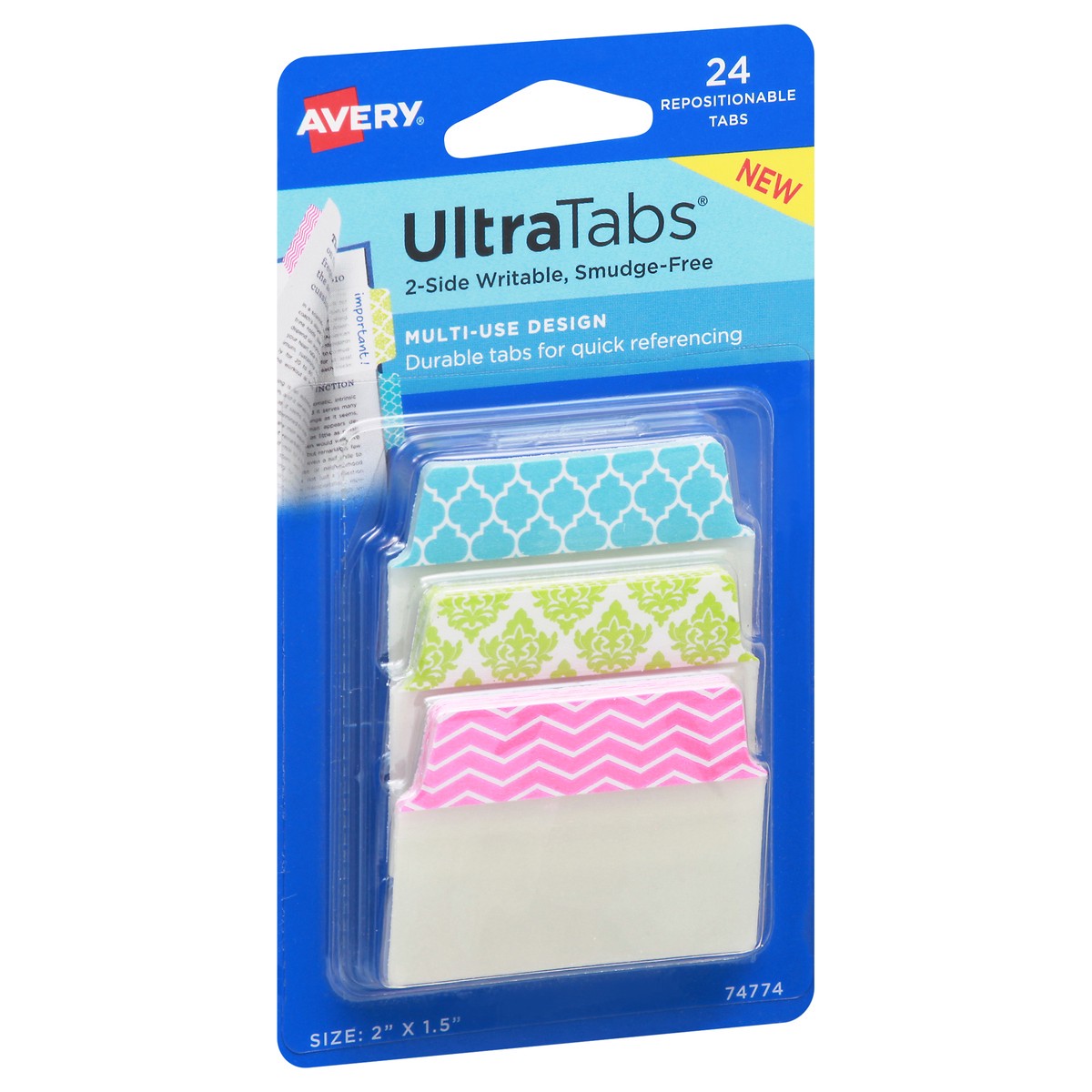 slide 8 of 10, Avery UltraTabs Smudge-Free 2-Side Writable Repositionable Tabs 24 ea, 24 ct