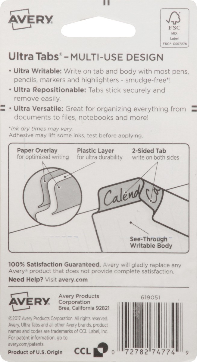 slide 3 of 10, Avery UltraTabs Smudge-Free 2-Side Writable Repositionable Tabs 24 ea, 24 ct