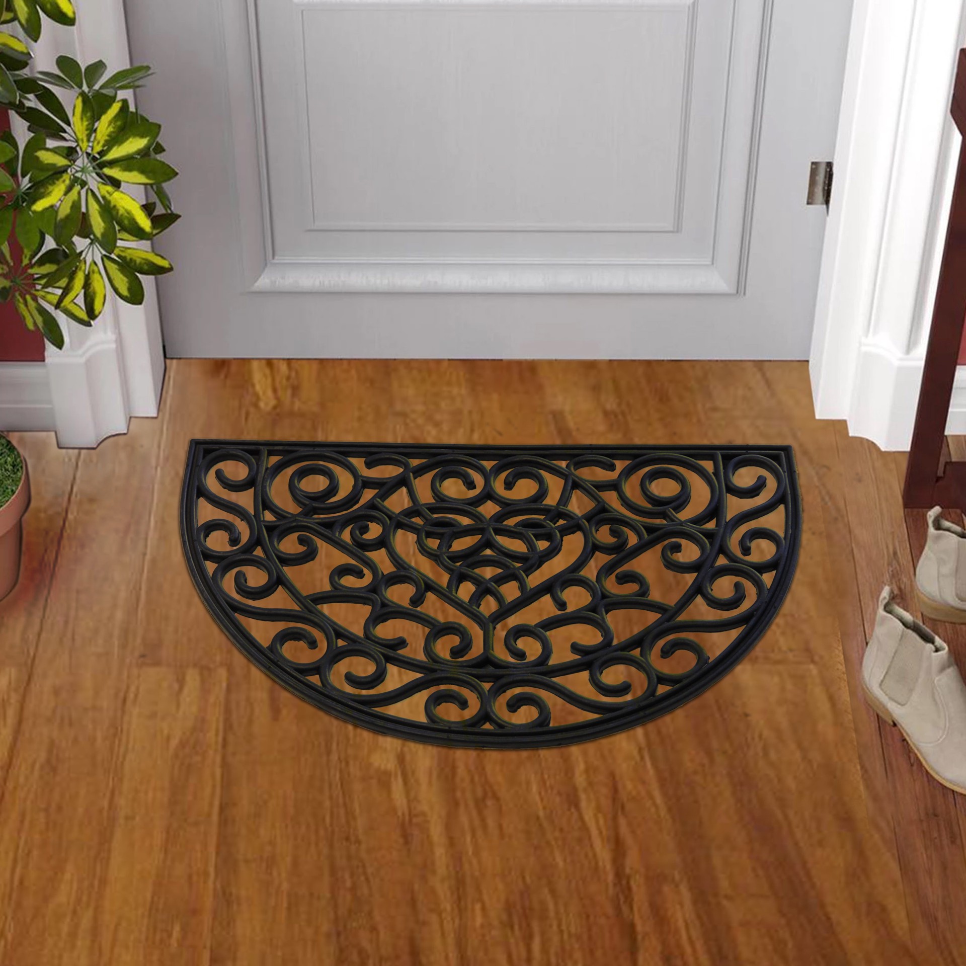 slide 3 of 5, allen + roth 2-ft x 3-ft Black Recycled Rubber Half-round Indoor or Outdoor Door Mat, 1 ct