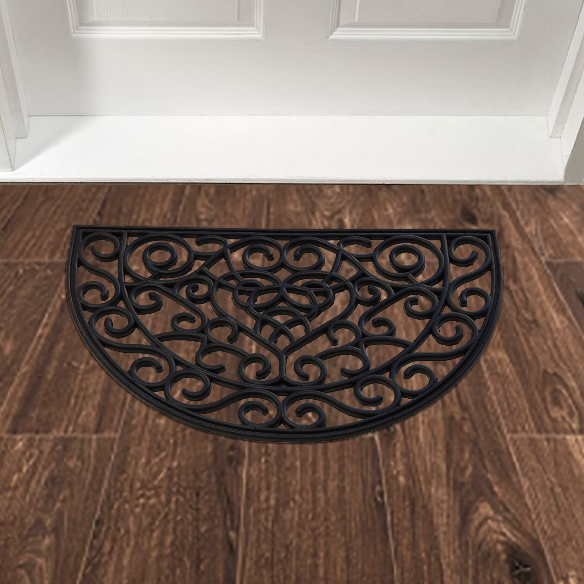 slide 5 of 5, allen + roth 2-ft x 3-ft Black Recycled Rubber Half-round Indoor or Outdoor Door Mat, 1 ct