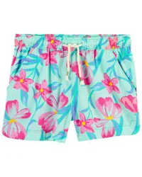 Oshkosh Kid Floral Print Drapey Linen Shorts Blue 5